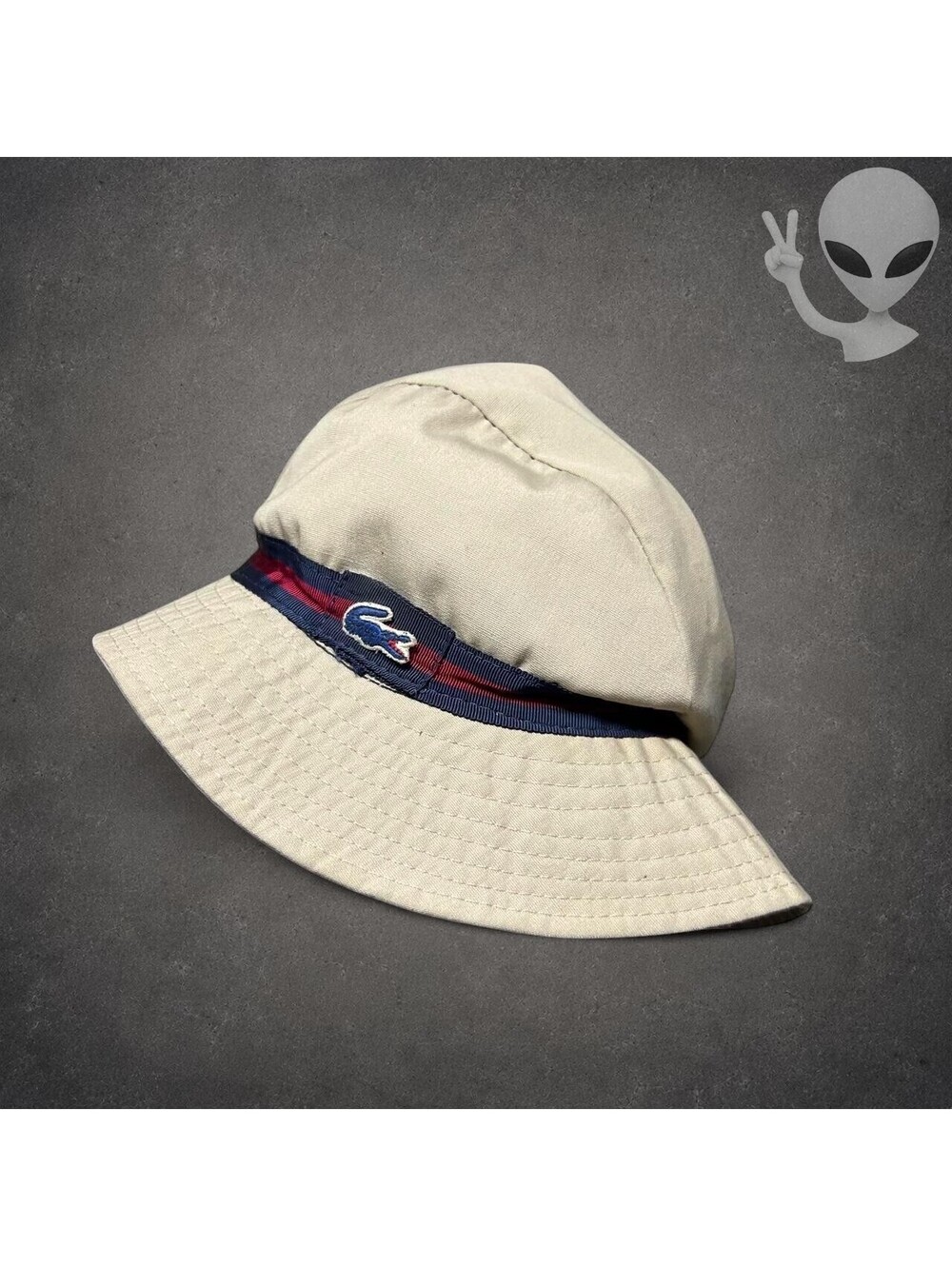 Vintage Izod Lacoste For Her Khaki Striped Bucket Hat One Size
